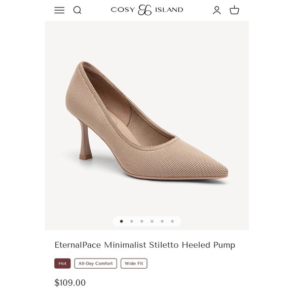 Cosy Island EternalPace Minimalist Stiletto Heeled Pump Nude Fly Woven Women 9.5 - Picture 2 of 16